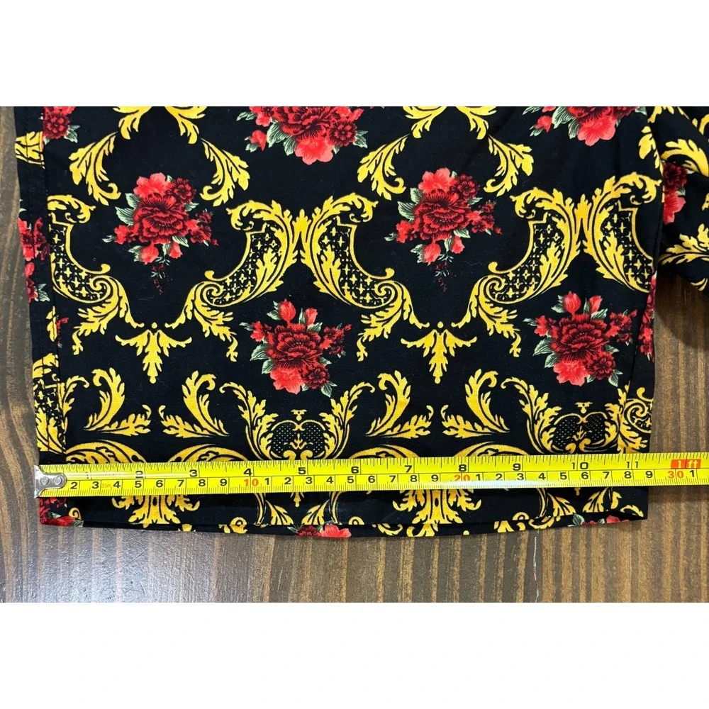 CACTUS MAN Ricky Singh Mens Large Black‎ Gold Red Floral Drawstring Shorts